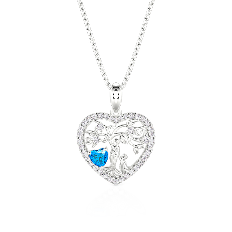 Custom Mother & Child Tree of Life Necklace With Birthstone