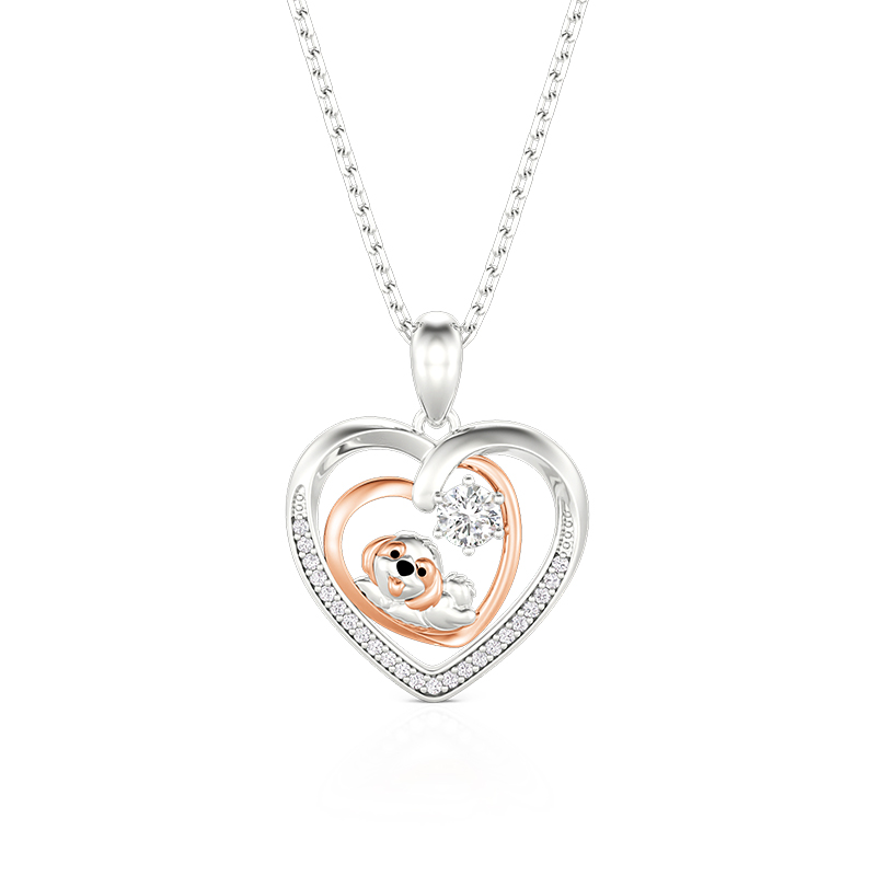 Petland Custom Shih Tzu Heart Necklace with Birthstone