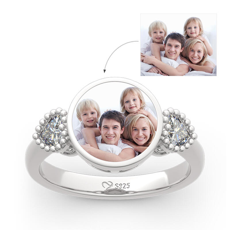 "The Best Memories" Sterling Silver Personalized Photo Ring