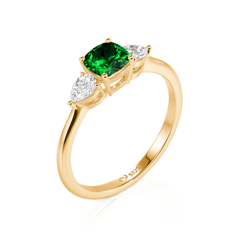 Juelvia Classic Cushion Cut Sterling Silver Ring