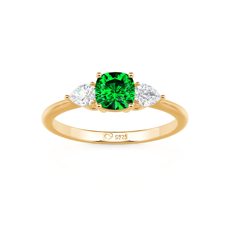 Juelvia Classic Cushion Cut Sterling Silver Ring
