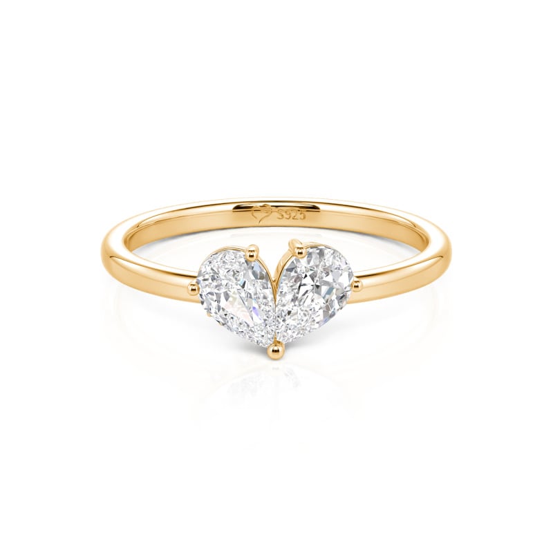 Simple Pear Cut Heart Shape Sterling Silver Ring