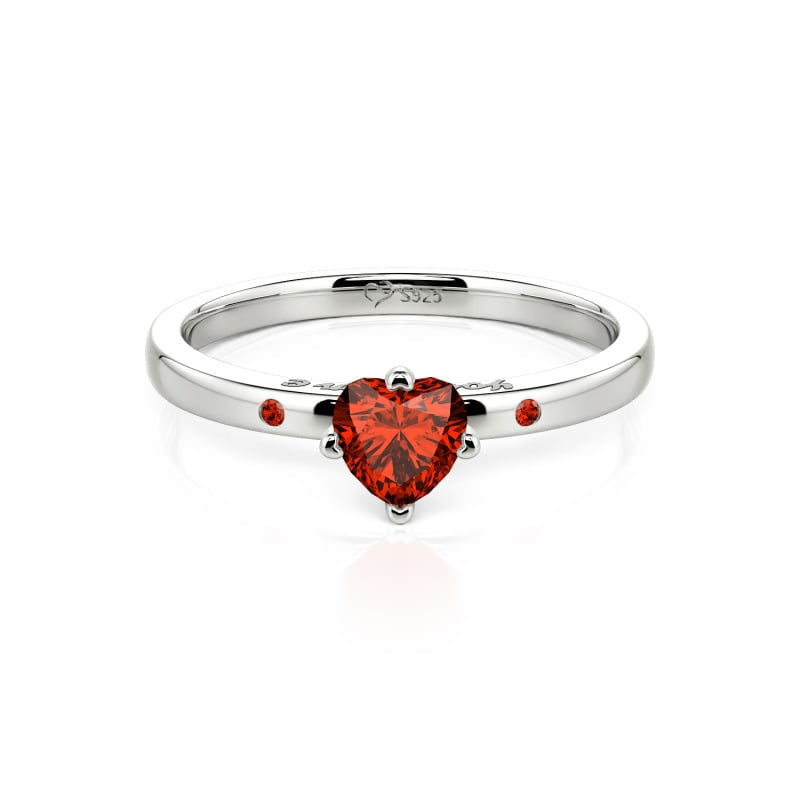 Juelvia "You & Me" Ruby Heart Engagement Ring Sterling Silver
