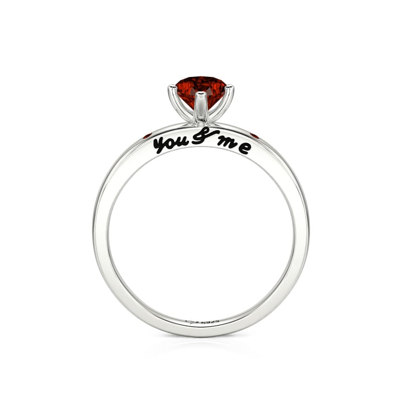 "You & Me" Ruby Heart Engagement Ring Sterling Silver