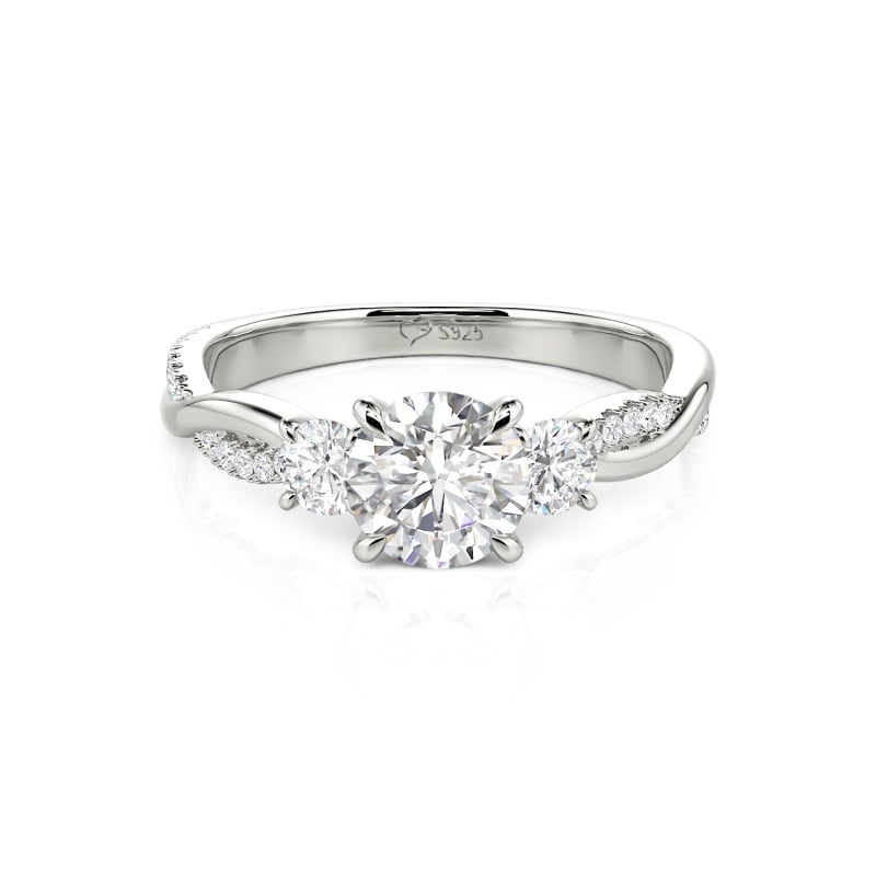 Custom Twisted Three Stone Engagement Ring Gold/Platinum