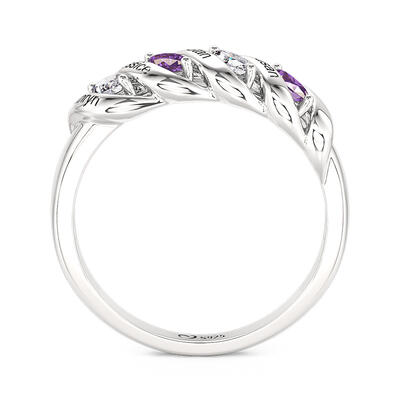 Juelvia Spiral Marquise Row Women's Band With Birthstone
