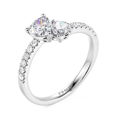 Juelvia Custom Double Heart Promise Ring With Birthstone