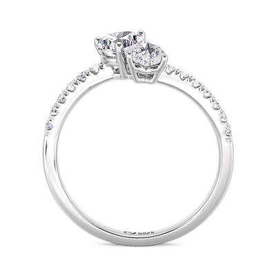 Juelvia Custom Double Heart Promise Ring With Birthstone