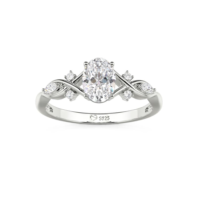 Juelvia Oval Cut Custom Infinity Engagement Ring Sterling Silver