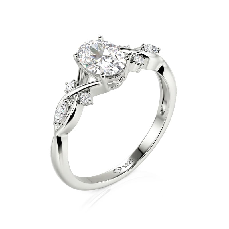 Juelvia Oval Cut Custom Infinity Engagement Ring Sterling Silver