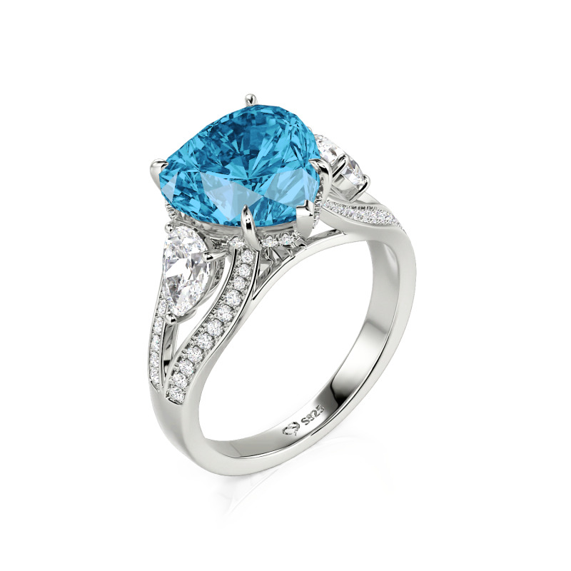 Juelvia Custom Heart Three Stone Promise Ring