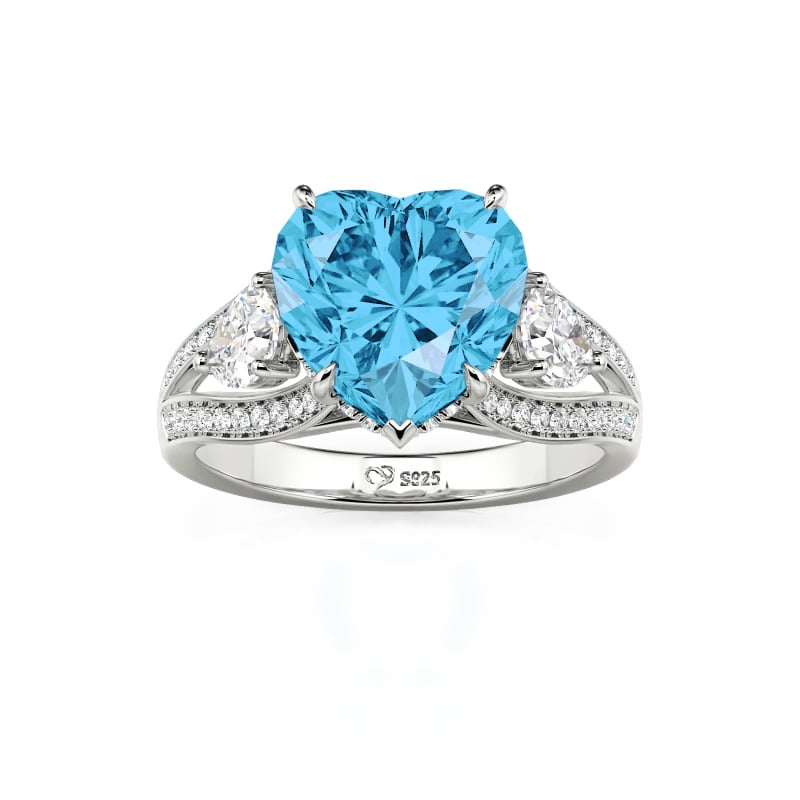 Juelvia Custom Heart Three Stone Promise Ring