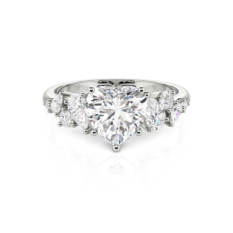Galactic Custom Heart Engagement Ring Sterling Silver