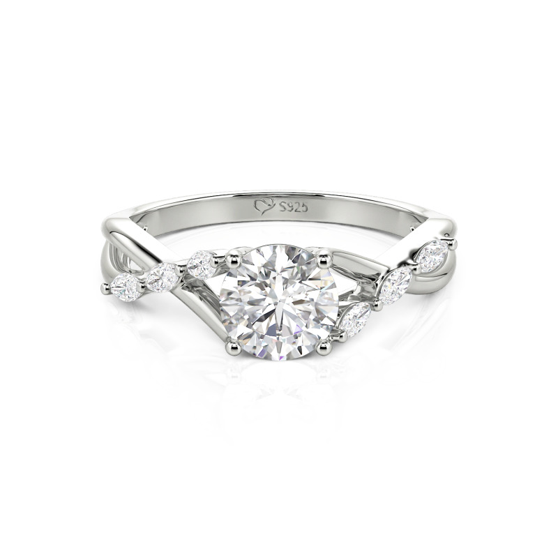 Custom Engagement Ring with Twist Band Round Cut