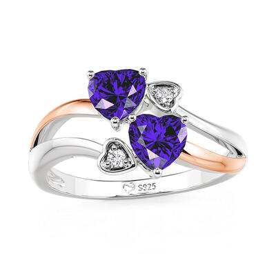Juelvia Two Color Custom Birthstone Engagement Ring