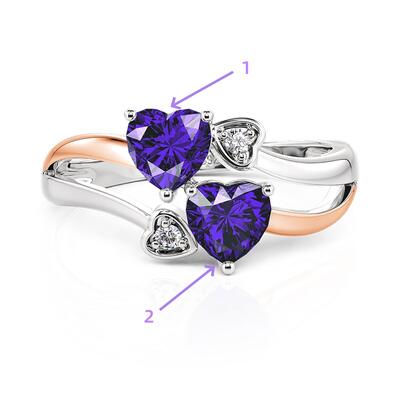 Juelvia Two Color Custom Birthstone Engagement Ring
