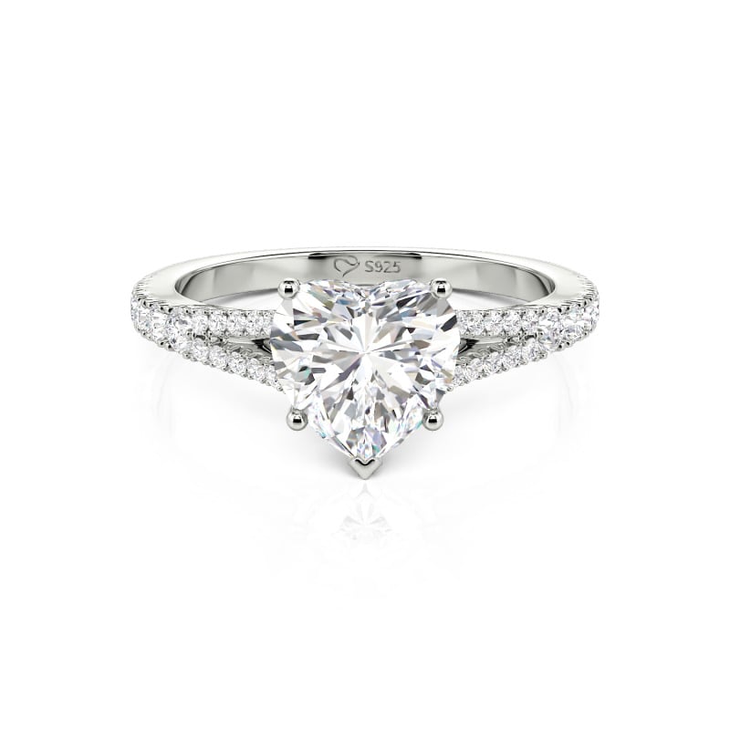 Custom Heart Engagement Ring Sterling Silver