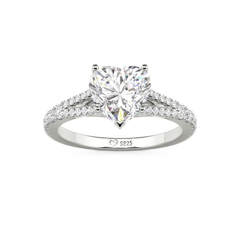 Juelvia Custom Heart Engagement Ring Sterling Silver
