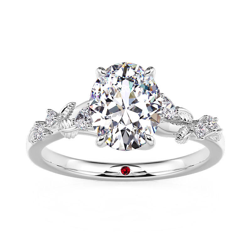 "Secret Garden" Custom Birthstone Engagement Ring Leaf Vine Band
