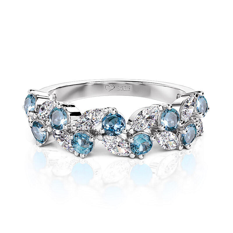 Leaf Custom Women's Half Eternity Band Sterling Silver