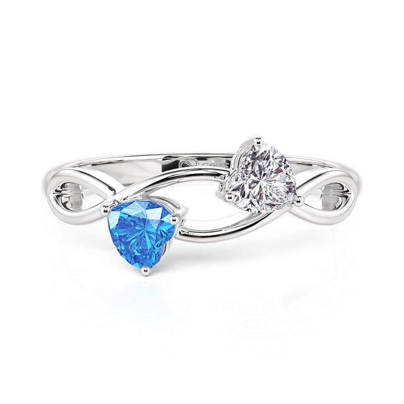 Double Heart Custom Infinity Birthstone Ring