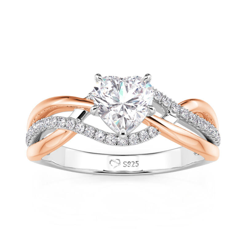 Amore Twist Two Tone Heart Shaped Engagement Ring