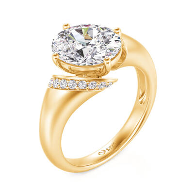 Juelvia Galaxy Surround Oval Cut Bypass Engagement Ring