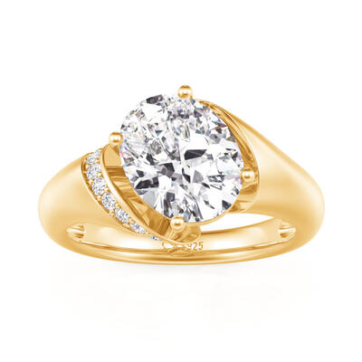 Juelvia Galaxy Surround Oval Cut Bypass Engagement Ring