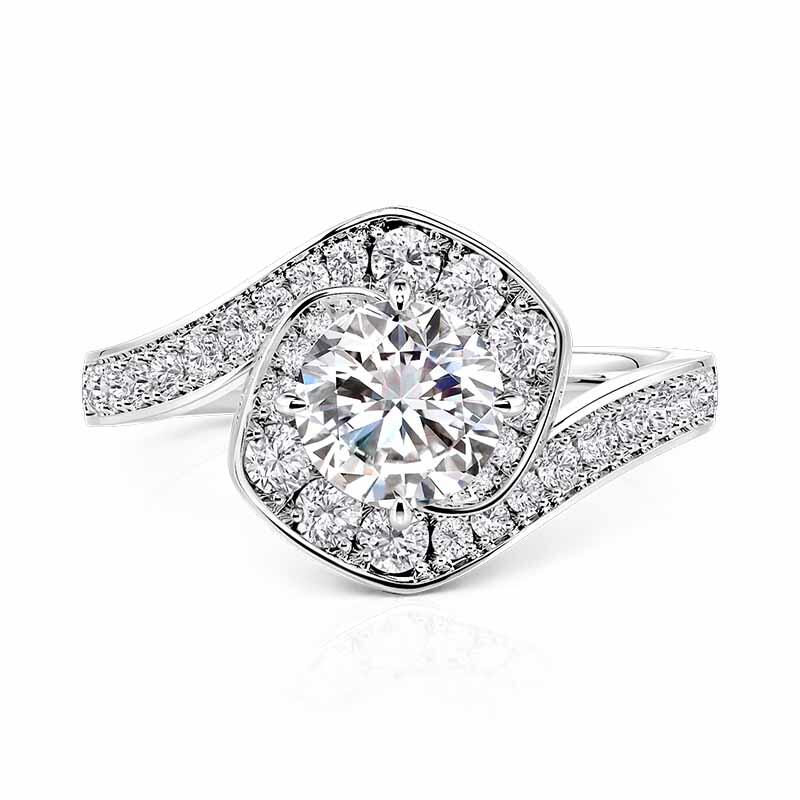 Classic Bypass Halo Round Engagement Ring