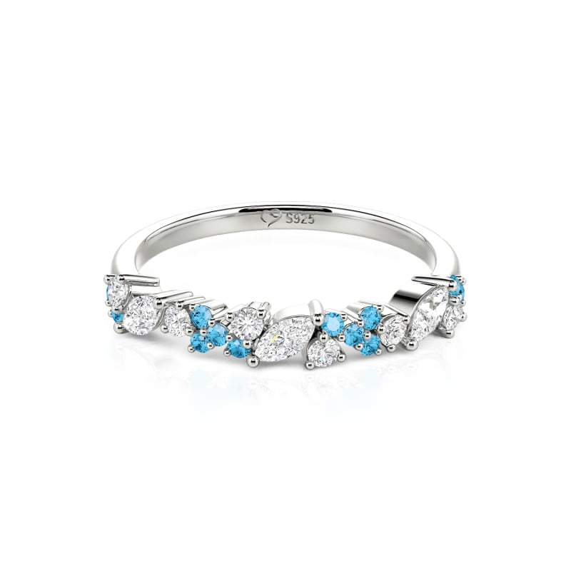 Juelvia Cluster Custom Half Eternity Band for Women
