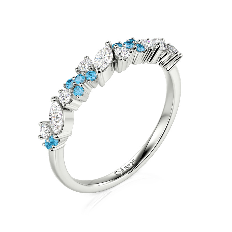 Juelvia Cluster Custom Half Eternity Band for Women