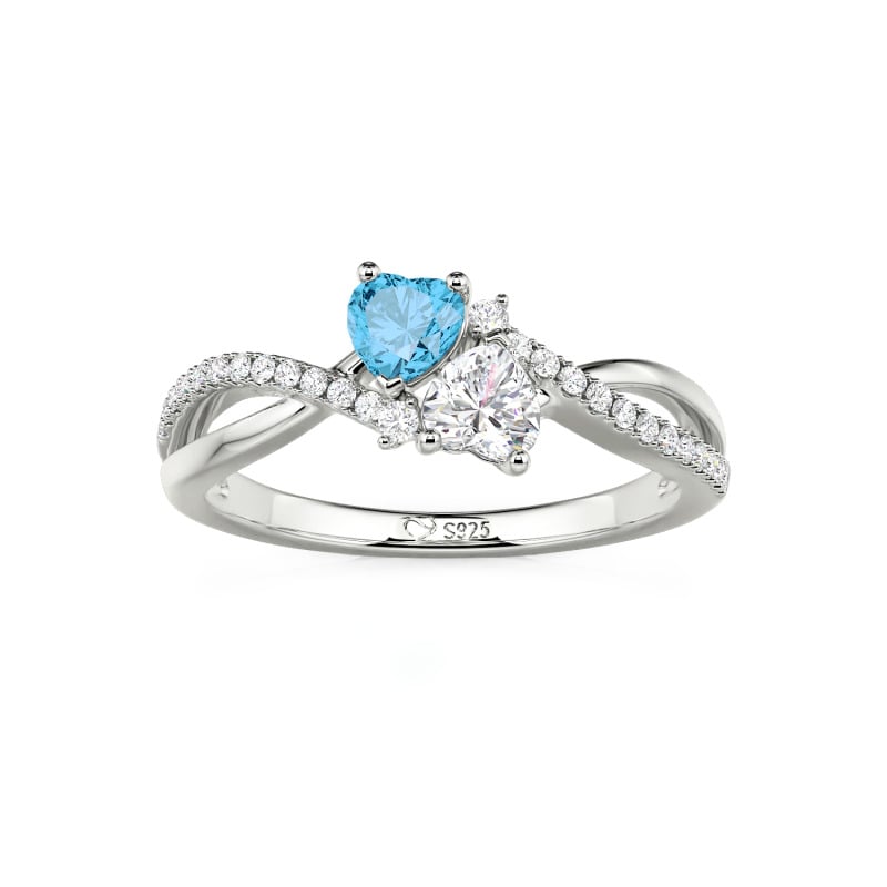 Juelvia Custom Twist Double Heart Ring Sterling Silver