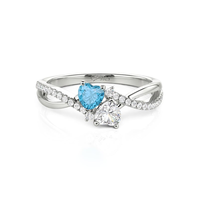 Juelvia Custom Twist Double Heart Ring Sterling Silver