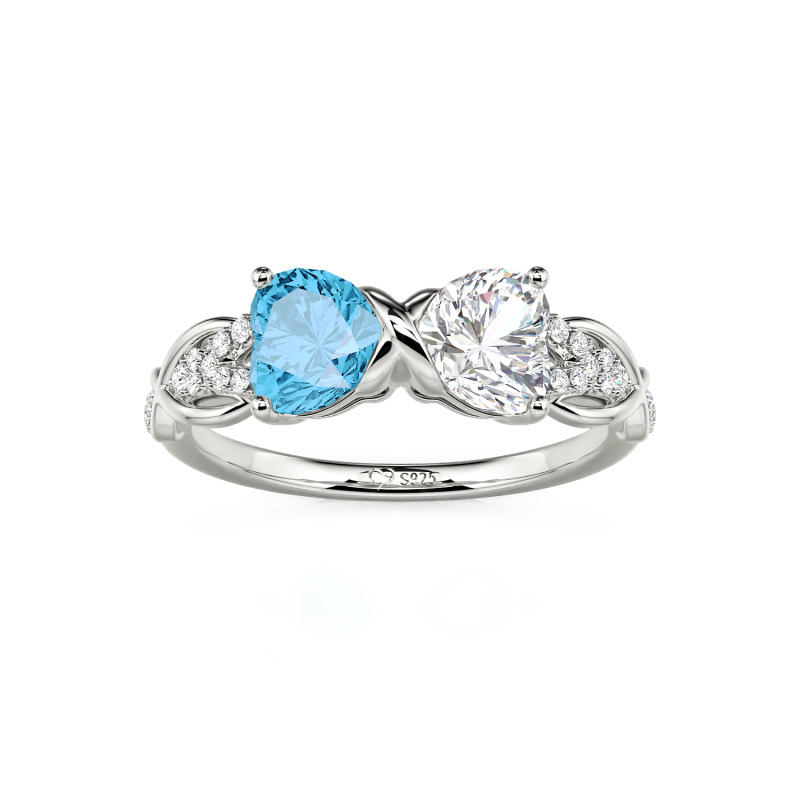 Juelvia Custom Double Heart Infinity Ring Sterling Silver