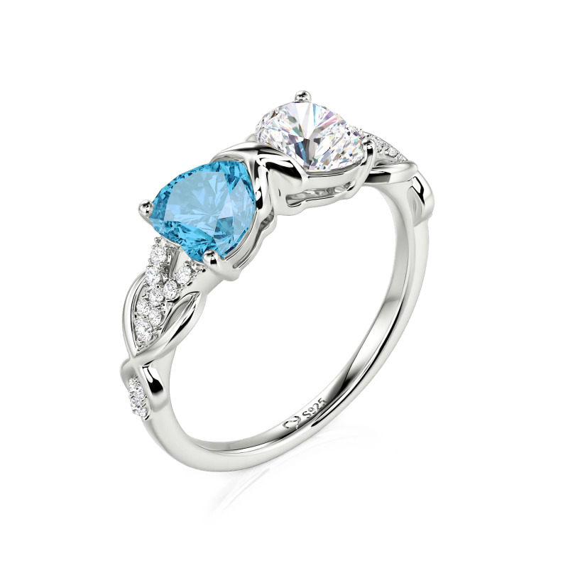 Juelvia Custom Double Heart Infinity Ring Sterling Silver