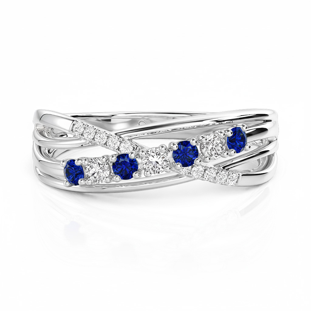 Custom Twisted Wedding Band with Birthstone