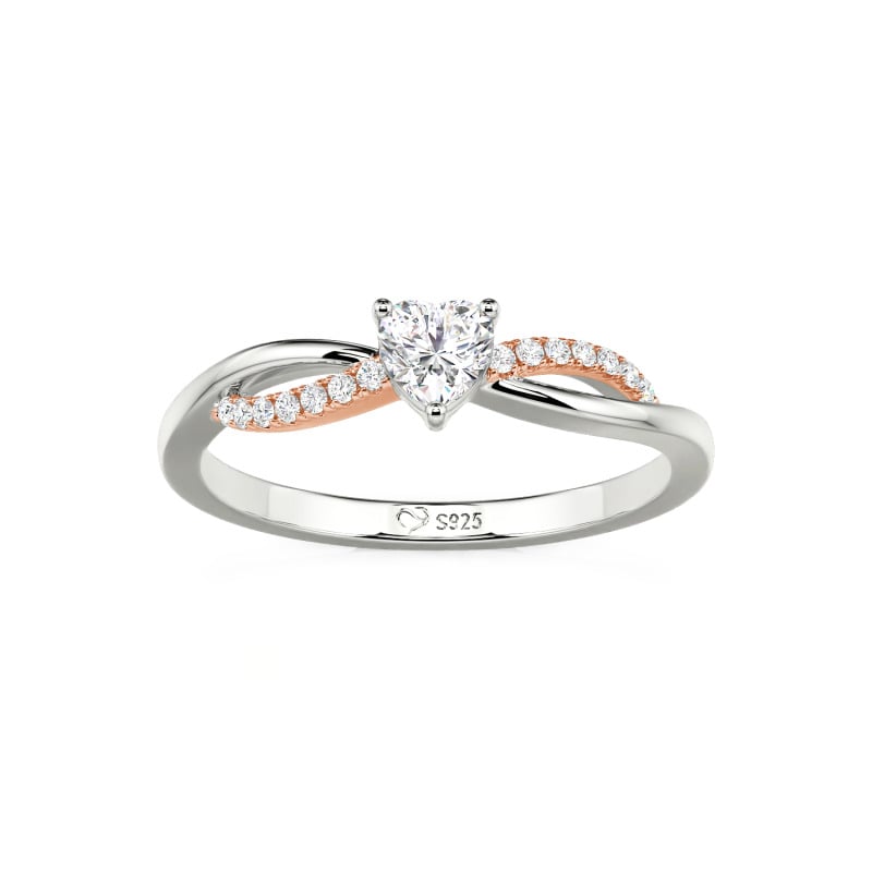 Juelvia Custom Two Tone Twist Heart Promise Ring