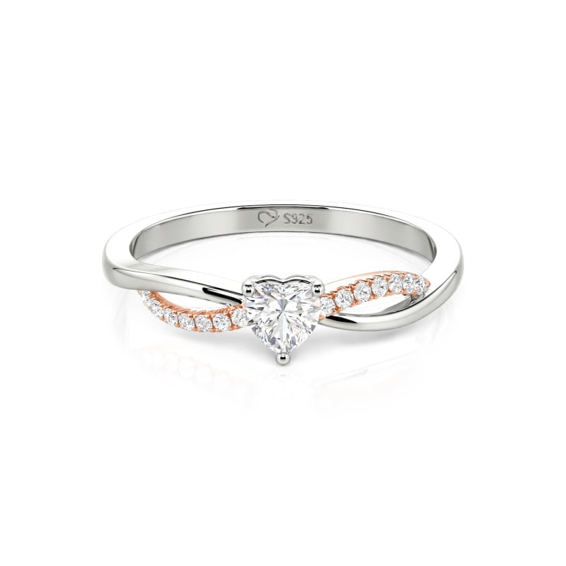 Juelvia Custom Two Tone Twist Heart Promise Ring