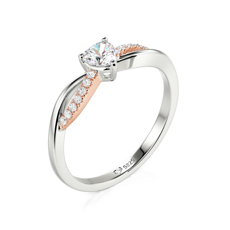 Juelvia Custom Two Tone Twist Heart Promise Ring