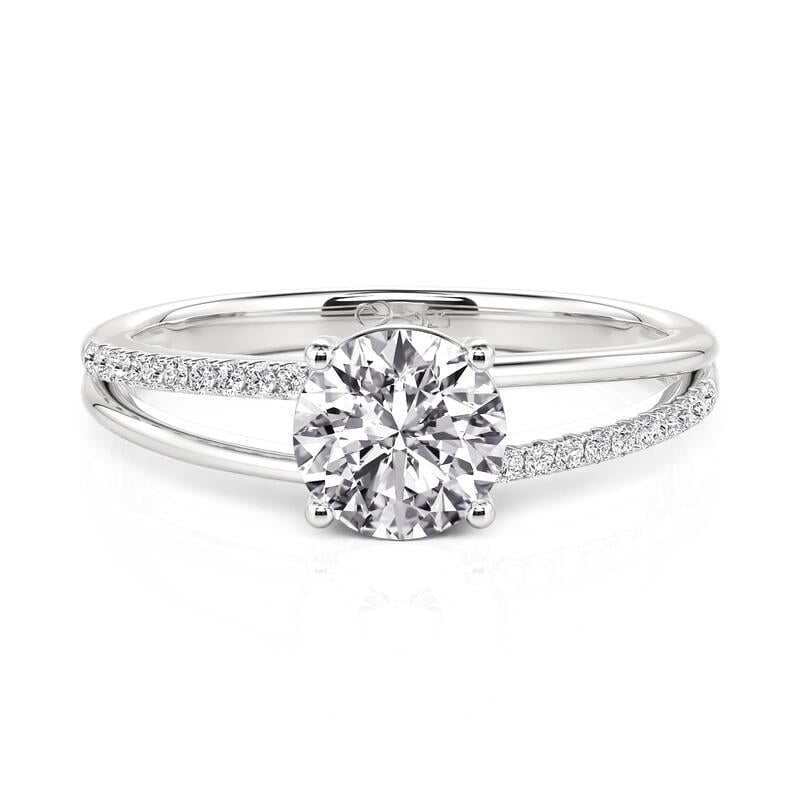 Custom Split Shank Round Cut Promise Ring with Birthstone