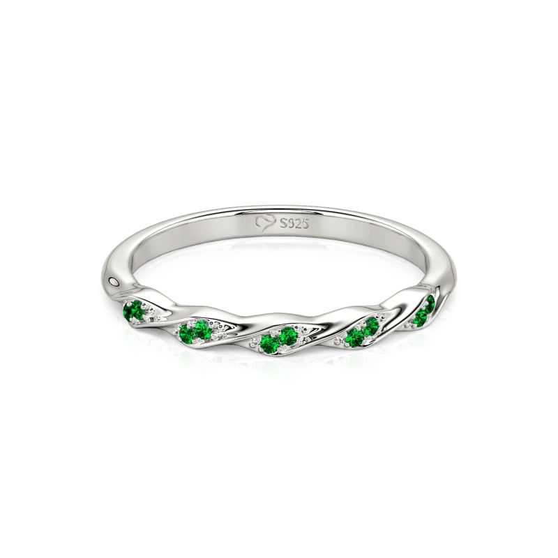 Custom Simple Twisted Pave Half Eternity Wedding Band