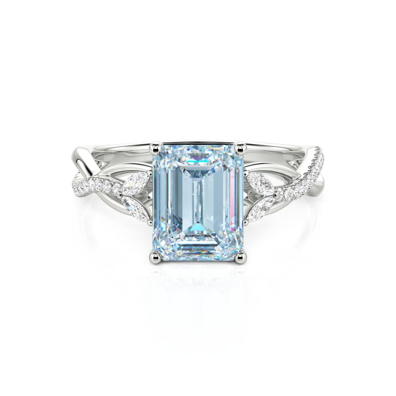 Custom Twist Emerald Cut Engagement Ring 10K/14K/18K Gold & Platinum