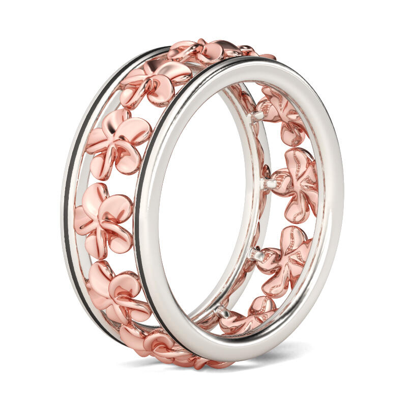 Juelvia Two Tone Flower Sterling Silver Women's Band