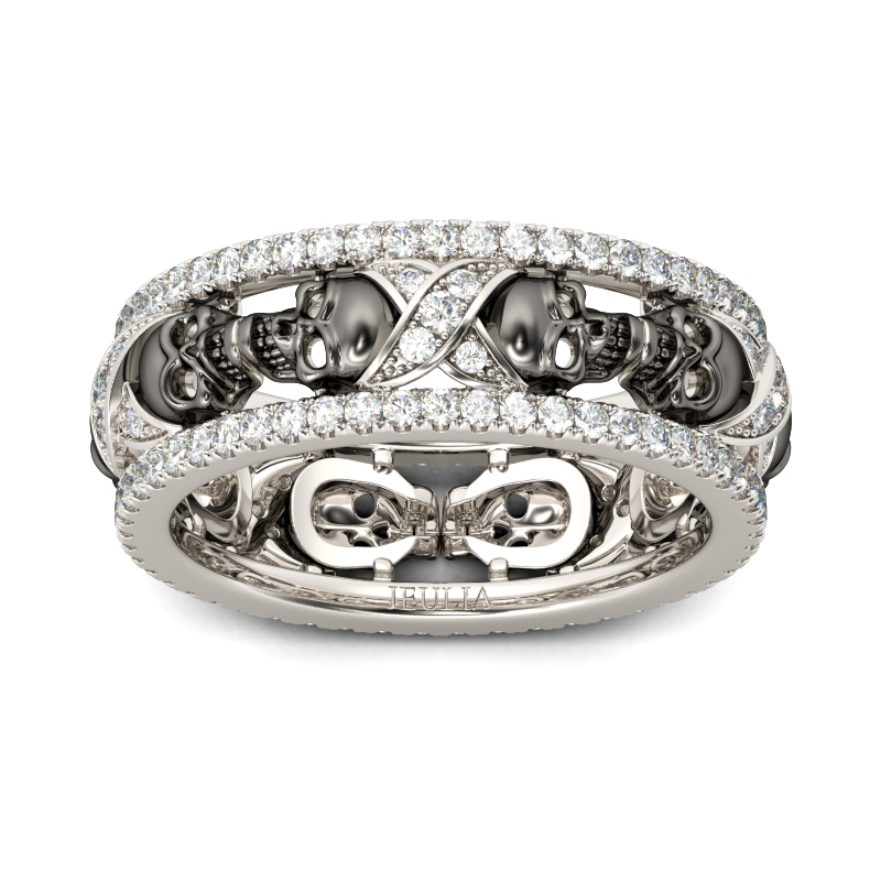 Two Tone Round Cut Sterling Silver
