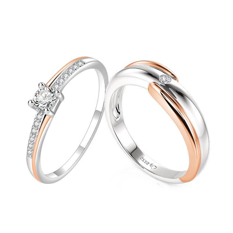 Amore Classic Two-Tone Couple's Ring Set