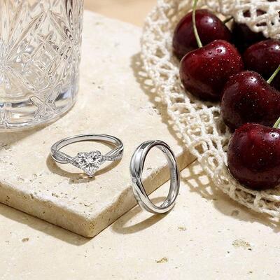 Juelvia Simple Twisted Couple Rings Set Sterling Silver