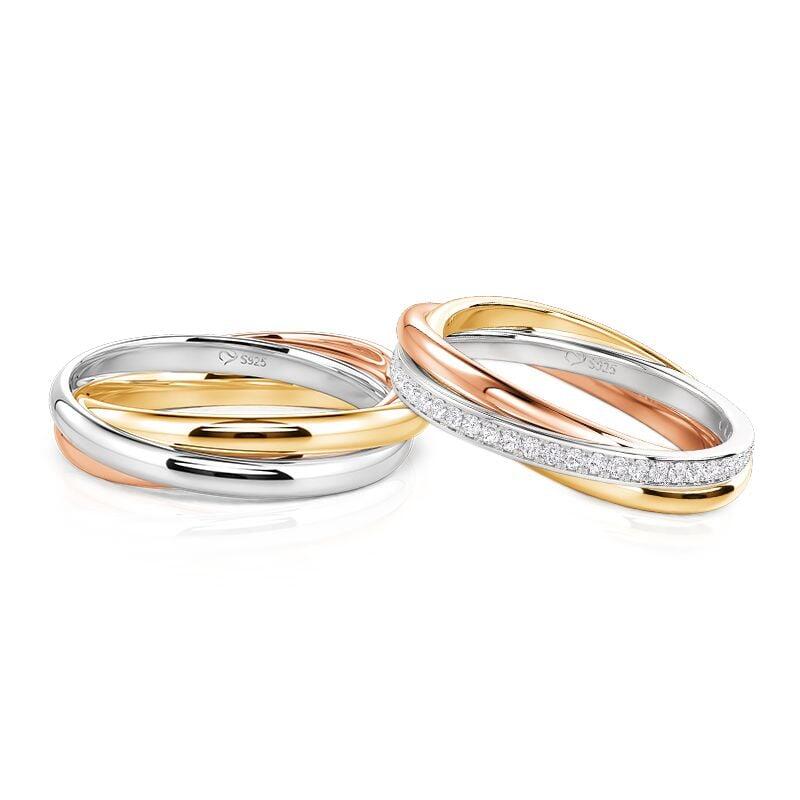 Classic Trinity Matching Couple's Ring Set