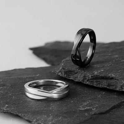 Juelvia Classic Crossover Couple Ring Set Sterling Silver