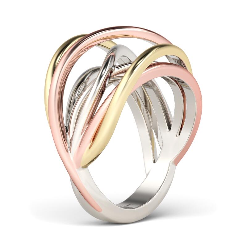 Juelvia Tri-Tone Intertwined Sterling Silver Ring