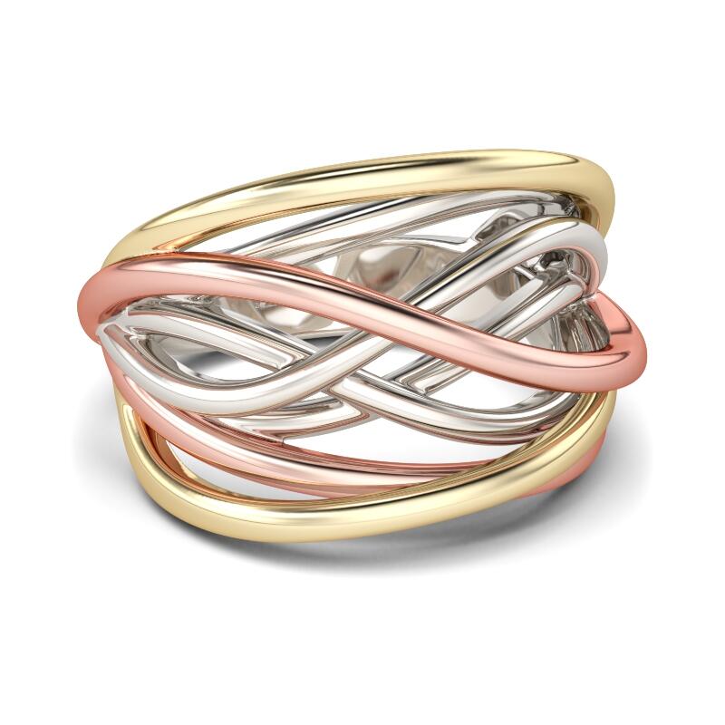 Juelvia Tri-Tone Intertwined Sterling Silver Ring